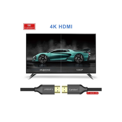 Earldom W26 2m 4K Altın Uçlu Hasır HDMI Kablo - Siyah