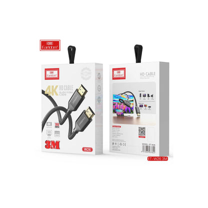 Earldom W26 3M 4K Altın Uçlu Hasır HDMI Kablo