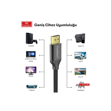 Earldom W26 3M 4K Altın Uçlu Hasır HDMI Kablo