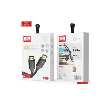 Earldom W26 5M 4K Altın Uçlu Hasır HDMI Kablo - Siyah