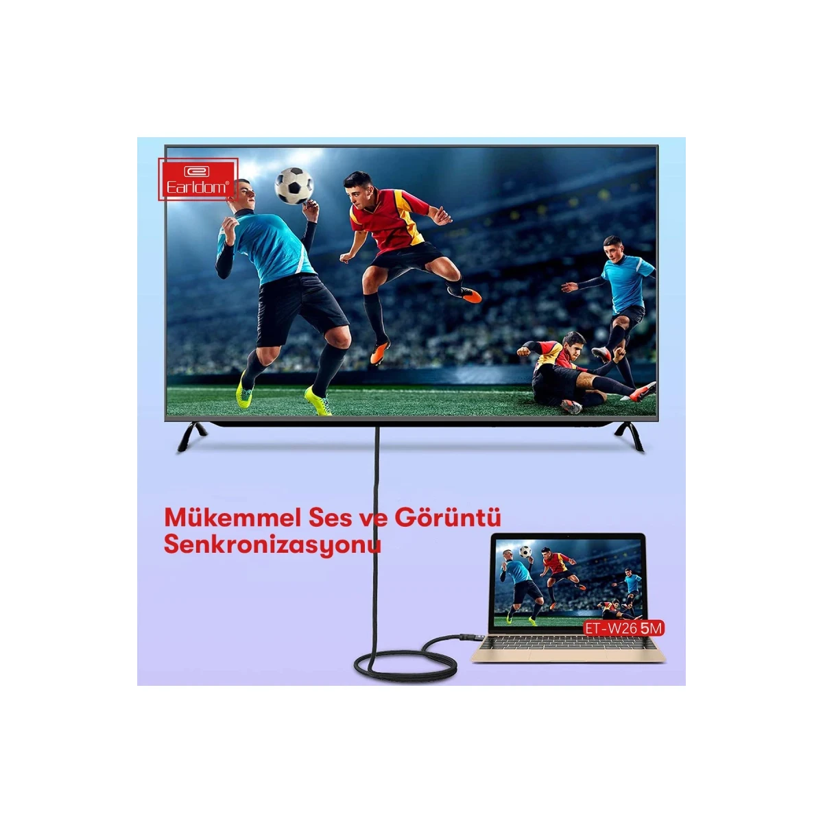 Earldom W26 5M 4K Altın Uçlu Hasır HDMI Kablo - Siyah