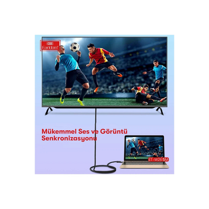 Earldom W26 5M 4K Altın Uçlu Hasır HDMI Kablo - Siyah