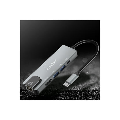 Earldom W27 5in1 1 Adet 4K HDMI / 2 Adet USB / 1 Adet Type-C Çıkışlı / 1 Adet RJ45 100 Mbps Ethernet Çıkışlı Type-C Girişli Hub Dönüştürücü
