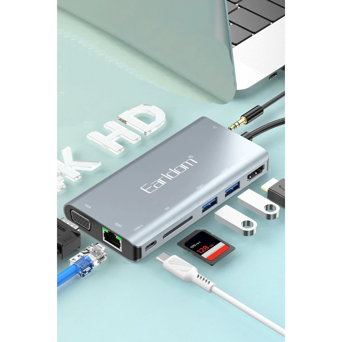 Earldom W29 8in1 4K Hub Dönüştürücü - Gri