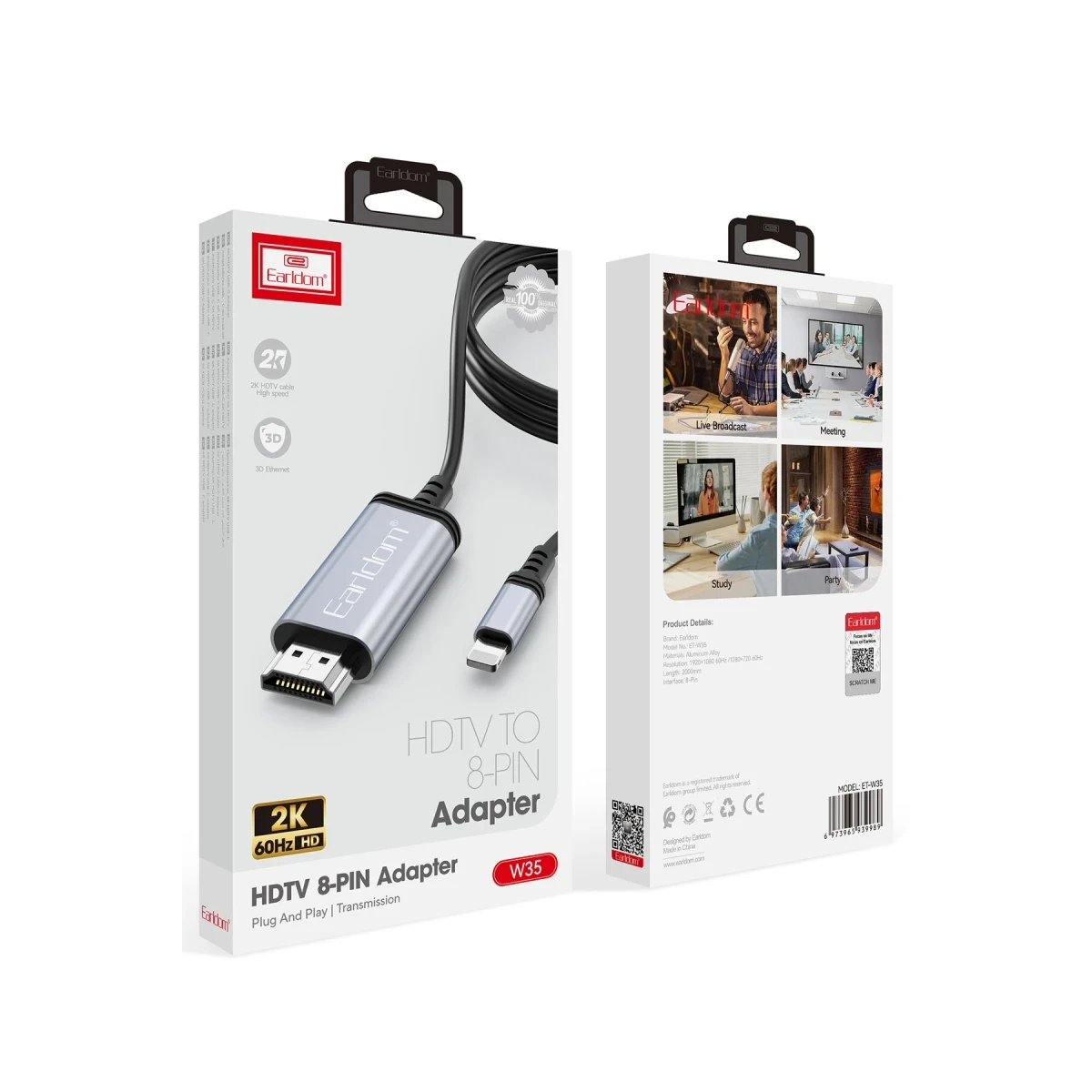 Earldom W35 2K 2M Tak Çalıştır Lightning to HDMI Dönüştürücü - Siyah