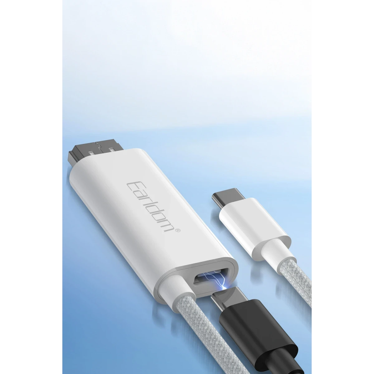 Earldom W40 2in1 4K 2M Ekstra 100W PD Type-C Çıkışlı Tak Çalıştır Type-C to HDMI Dönüştürücü - Beyaz