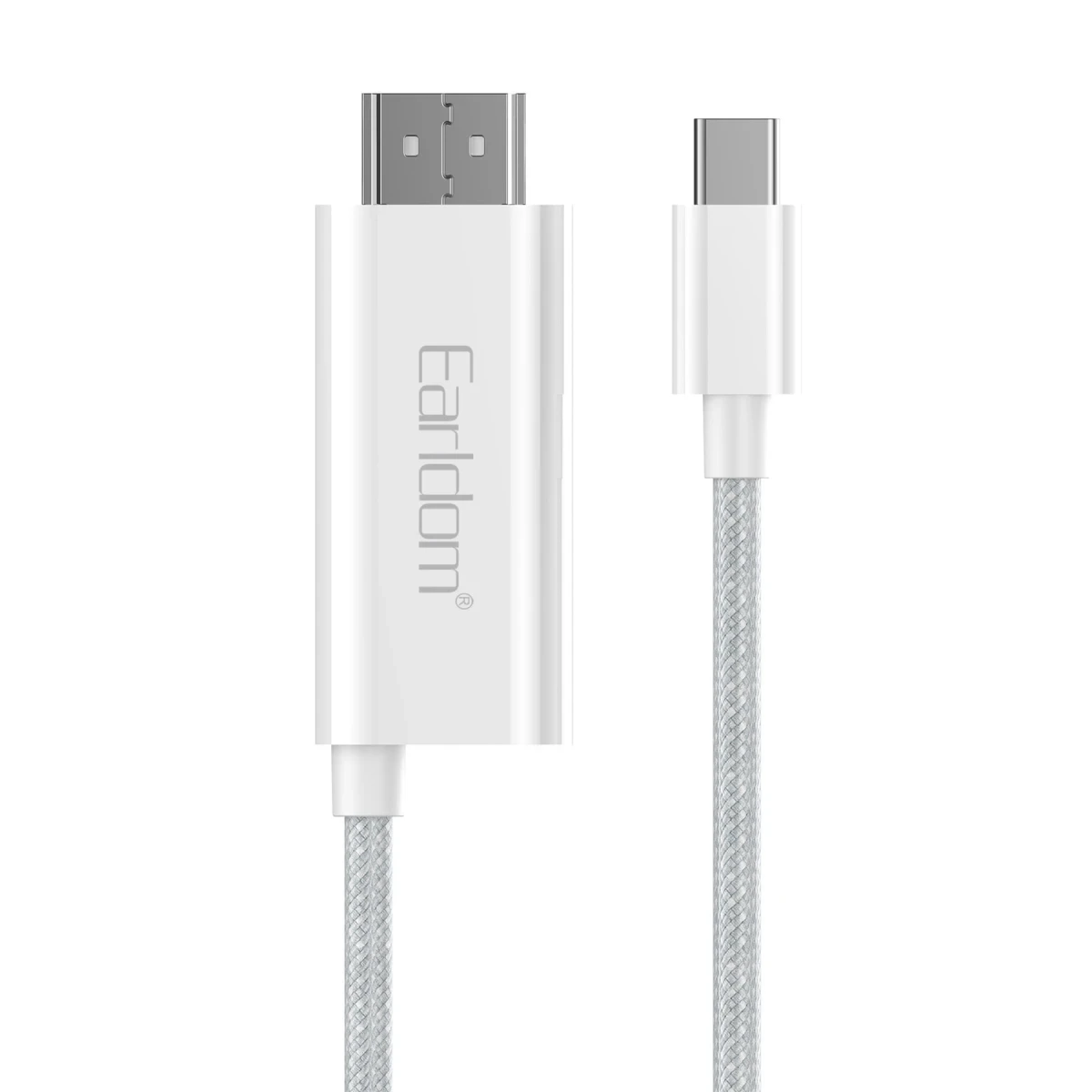 Earldom W40 2in1 4K 2M Ekstra 100W PD Type-C Çıkışlı Tak Çalıştır Type-C to HDMI Dönüştürücü - Beyaz