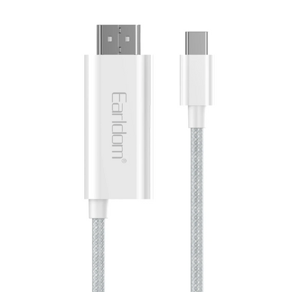 Earldom W40 2in1 4K 2M Ekstra 100W PD Type-C Çıkışlı Tak Çalıştır Type-C to HDMI Dönüştürücü - Beyaz