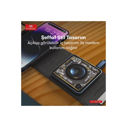 Earldom WC35 3in1 15W Magsafe Katlanabilir Masaüstü Kablosuz Şarj Standı