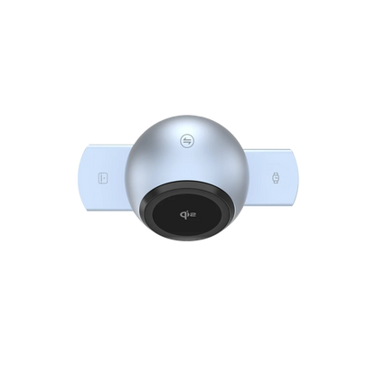 Earldom WC76 3in1 15W Telefon 2.5W Saat ve 5W Airpods İçin Dönebilen Kablosuz Şarj Standı - Gri