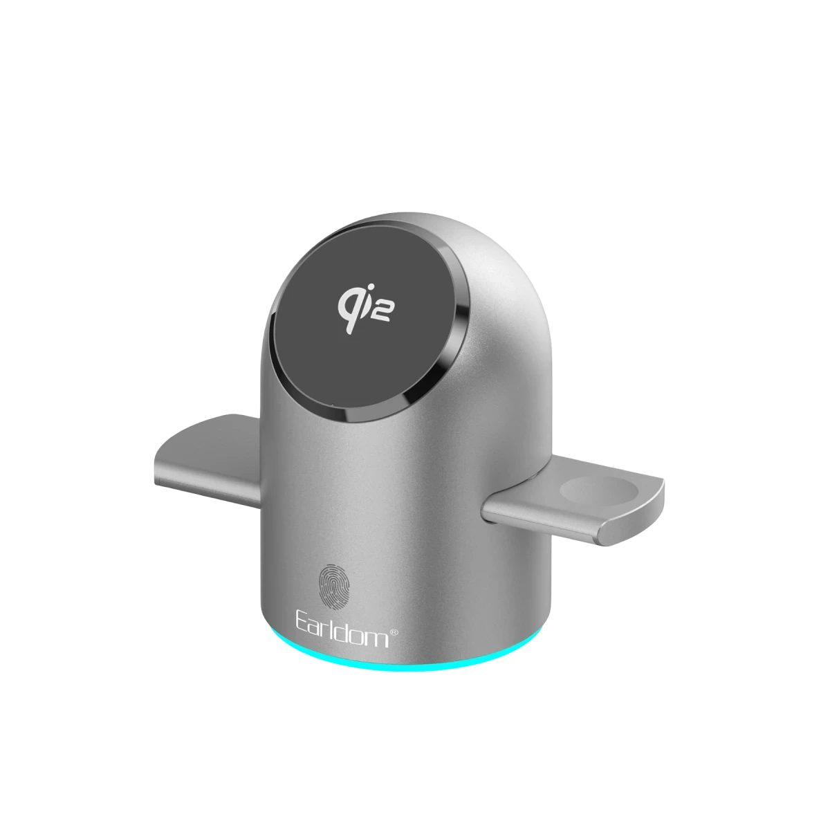 Earldom WC76 3in1 15W Telefon 2.5W Saat ve 5W Airpods İçin Dönebilen Kablosuz Şarj Standı - Gri