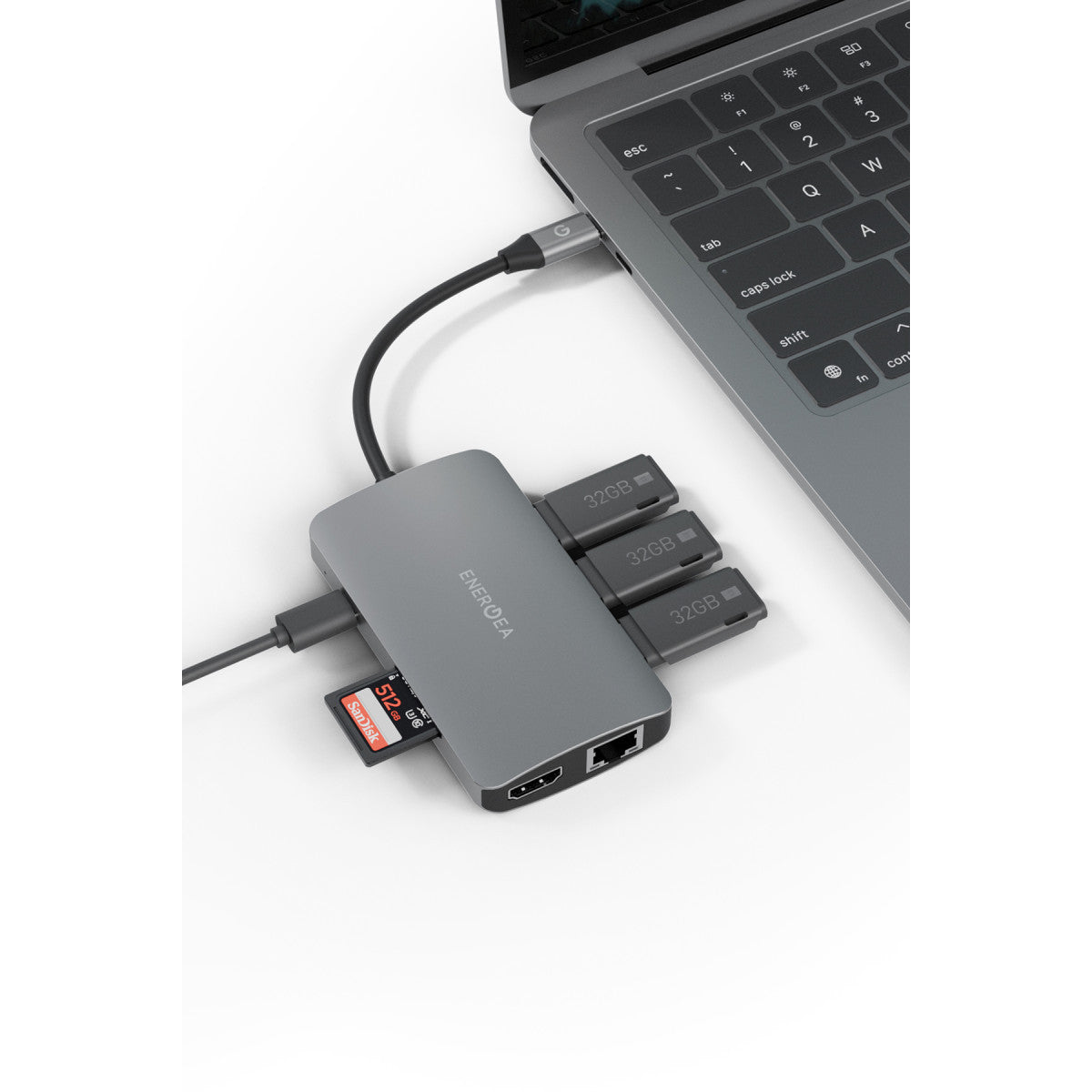 Energea AluHub HD Pro 2 100W Type-C PD Şarj Destekli 8in1 4K Hub Dönüştürücü