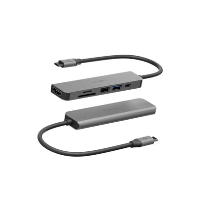 Energea AluHub HD3 60W Type-C PD Şarj Destekli 6in1 4K Hub Dönüştürücü