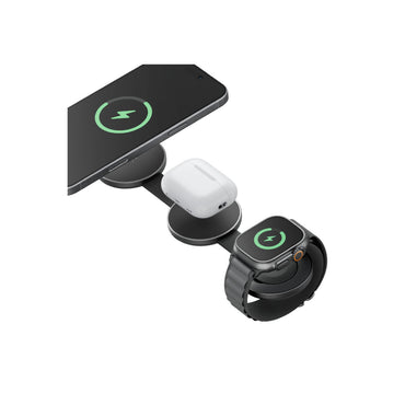 Energea AluMag Trio 3in1 Katlanabilir Qi2 Destekli 15W Telefon Saat Airpods Masaüstü Hızlı Şarj Standı