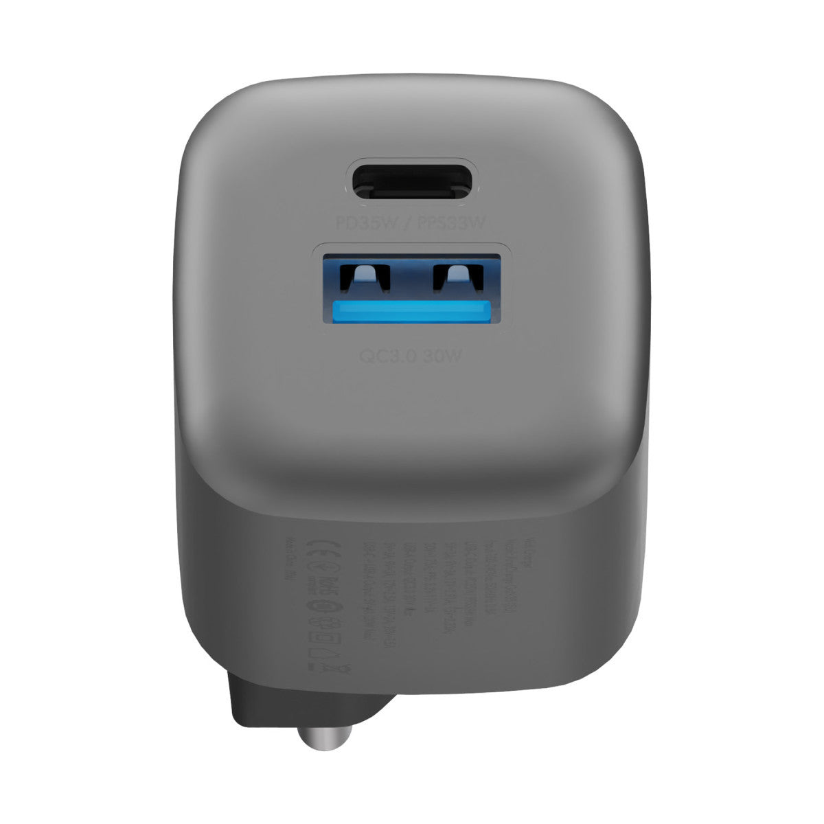 Energea AmpCharge GaN35 35W Type-C ve 30W USB 3.0 Çıkışlı Hızlı Şarj Aleti