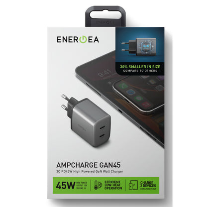 Energea AmpCharger GaN45 2 Adet 45W Type-C Çıkışlı Hızlı Şarj Aleti