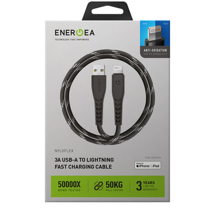 Energea C89 NyloFlex 1.5M 3A USB to Lightning Hızlı Şarj Kablo