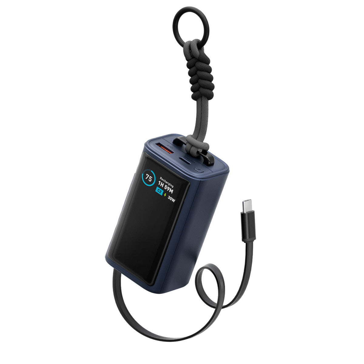 Energea ComPac Arc 45 Dijital Göstergeli 10.000 mAh Dahili Type-C Kablolu 45W Şarj Çıkışlı PD Hızlı Şarj Powerbank