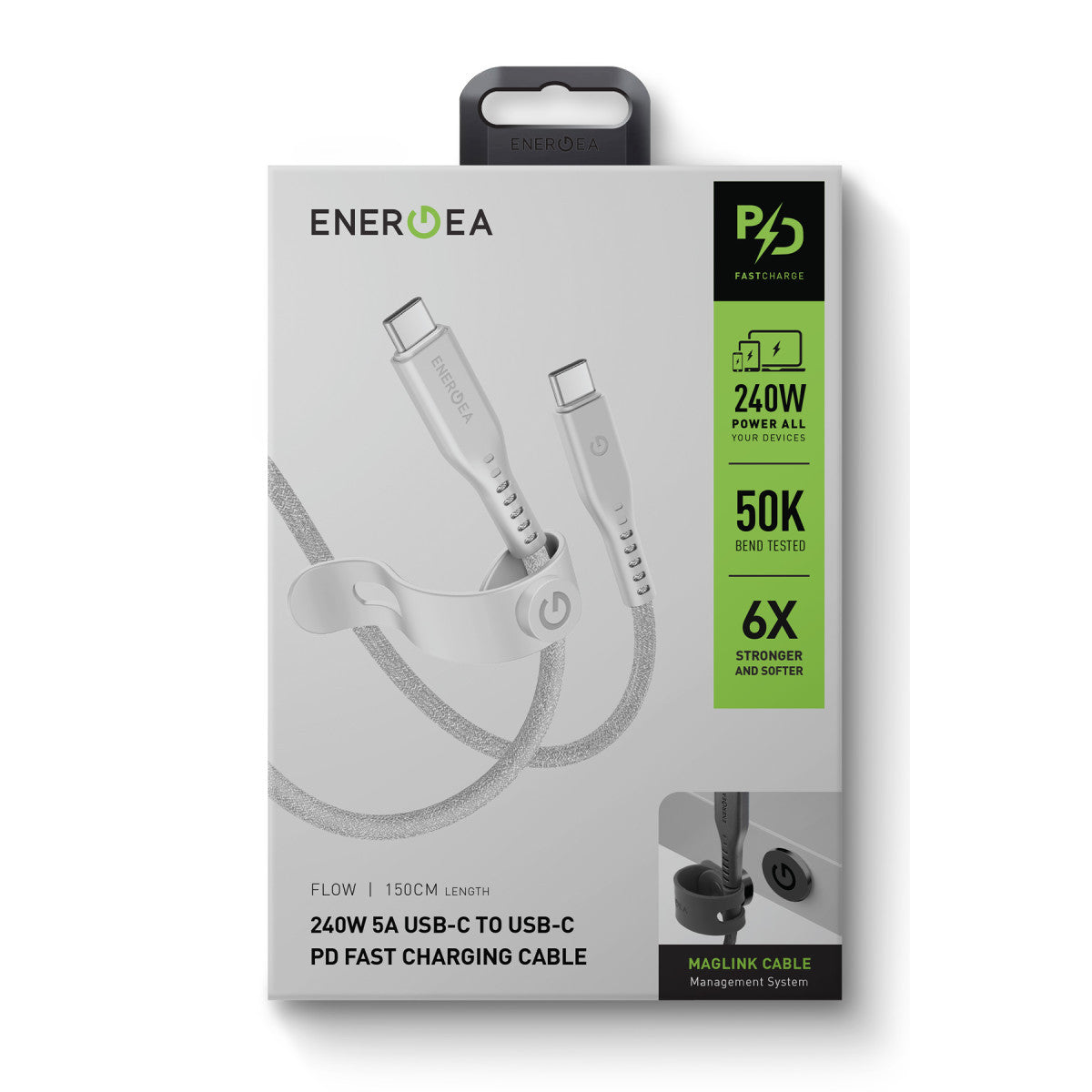 Energea Flow 1.5M 240W Type-C to Type-C PD Hızlı Şarj Kablo