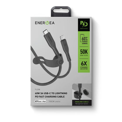 Energea Flow 1.5M 60W Type-C to Lightning PD Hızlı Şarj Kablo