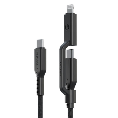 Energea Flow Duo 2in1 1.5M 240W Type-C to Type-C ve Lightning PD Hızlı Şarj Kablo
