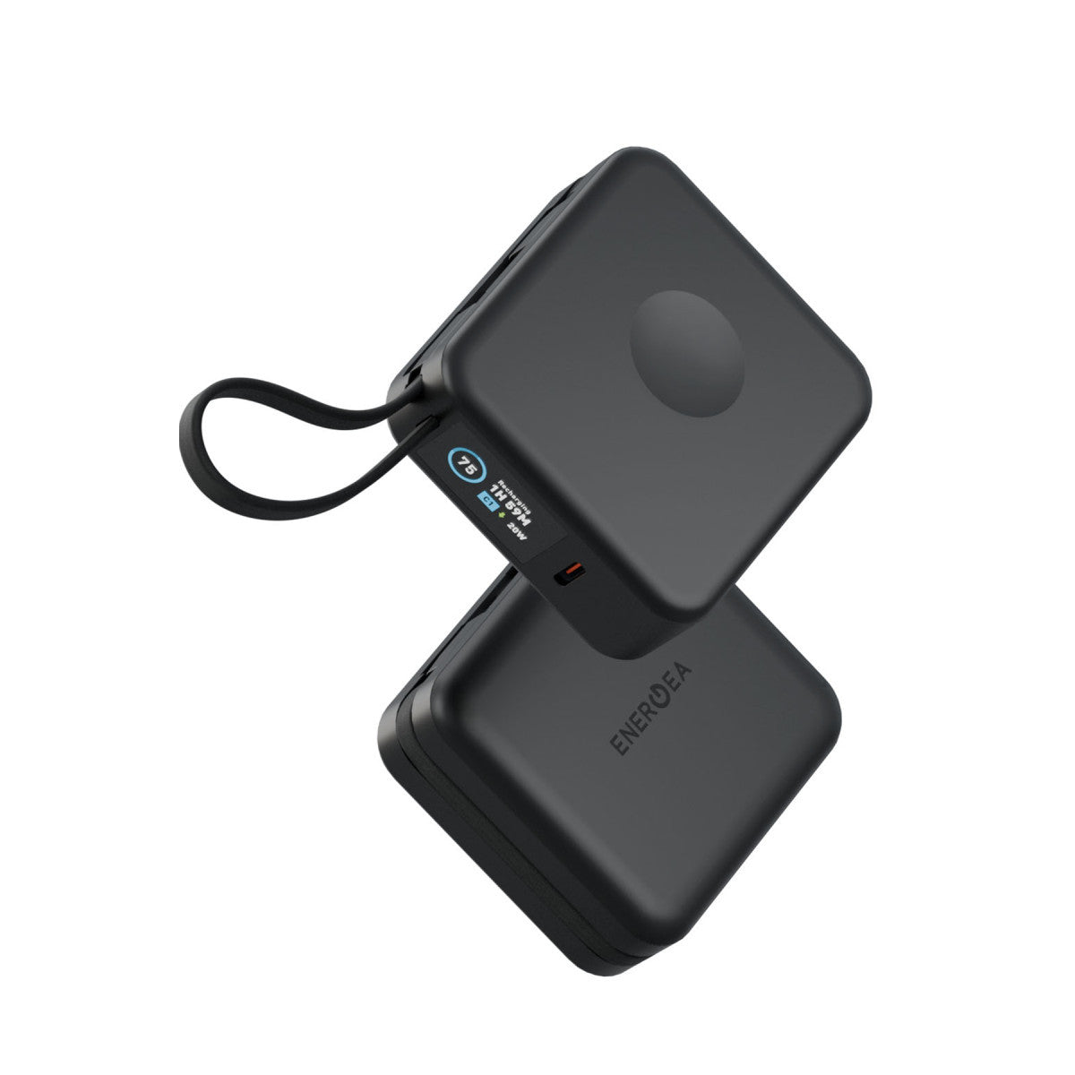 Energea MagPac Mini Plus Dijital Göstergeli 10.000 mAh 2 Adet 20W Type-C Kablolu 1 Adet 20W Type-C ve 15W Kablosuz Şarj Çıkışlı PD Hızlı Şarj Magsafe Powerbank