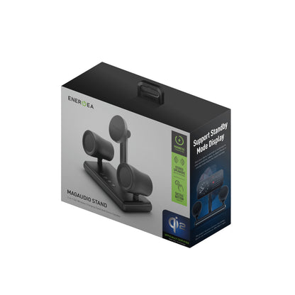Energea MagAudio 2in1 5W Kablosuz Hoparlörlü Qi2 Destekli 15W Masaüstü Hızlı Şarj Standı