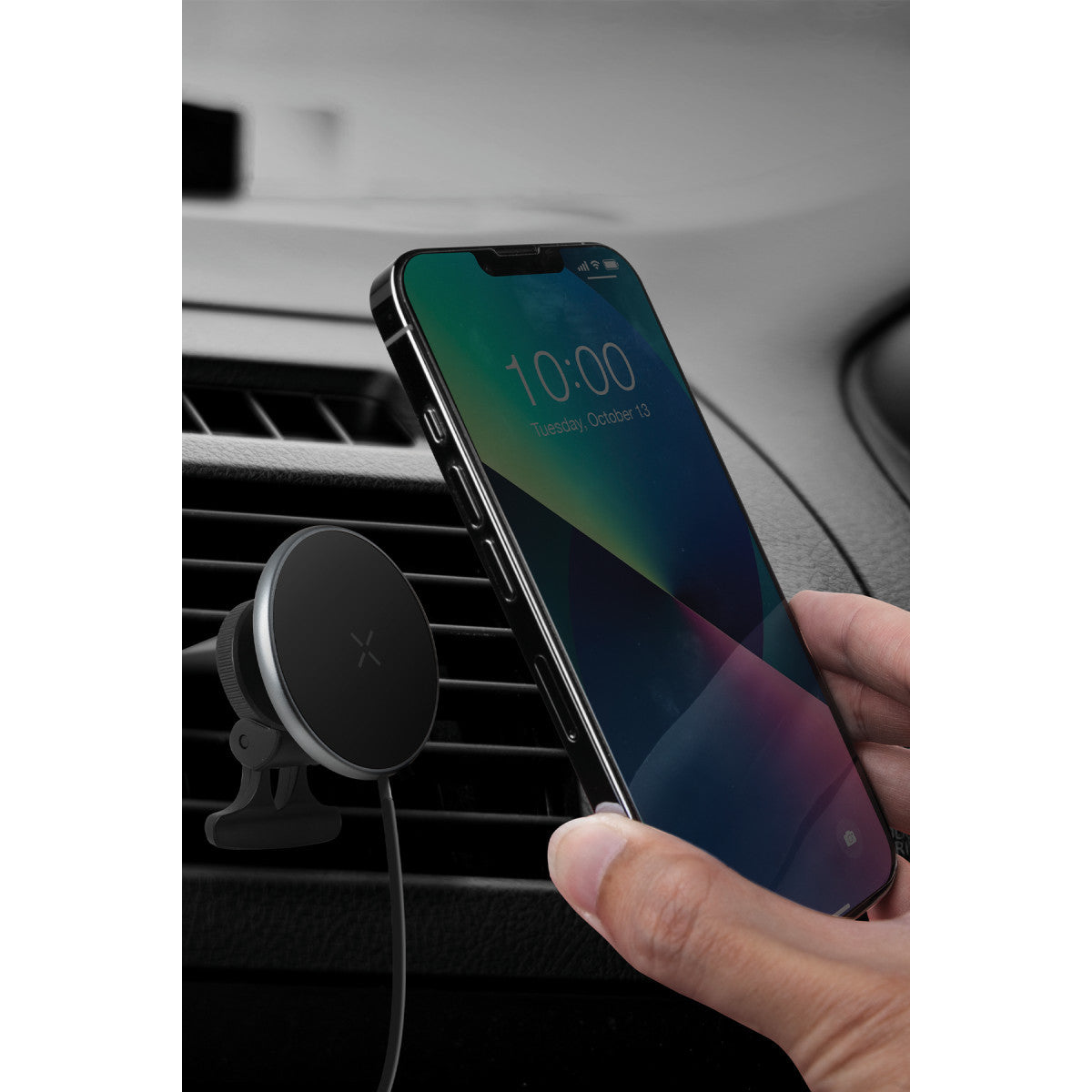 Energea MagDrive 2in1 Izgara Klipsli ve Vantuzlu 15W Kablosuz Şarjlı Manyetik Magsafe Araç Tutucu