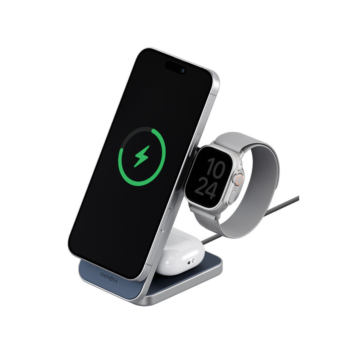 Energea MagTrio Plus 3in1 Katlanabilir 15W Telefon Saat Airpods Masaüstü Hızlı Şarj Standı