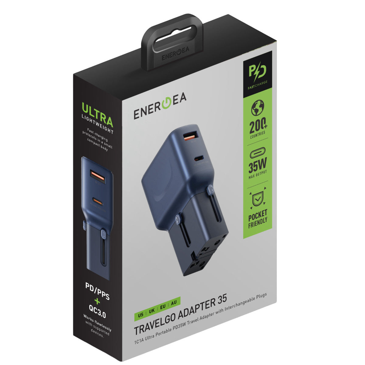 Energea TravelGo 35W 1 Adet Type-C 35W ve 1 Adet 18W USB Çıkışlı PD Hızlı Şarj Aleti