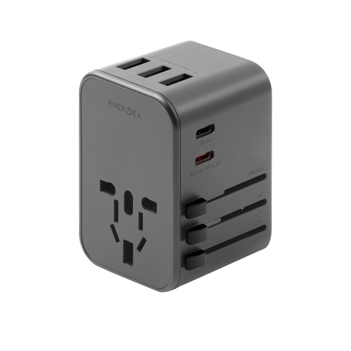 Energea TravelWorld 35 Universal 1 Adet 35W Type-C 1 Adet 15W Type-C ve 3 Adet 12W USB Çıkışlı PD Hızlı Şarj Aleti