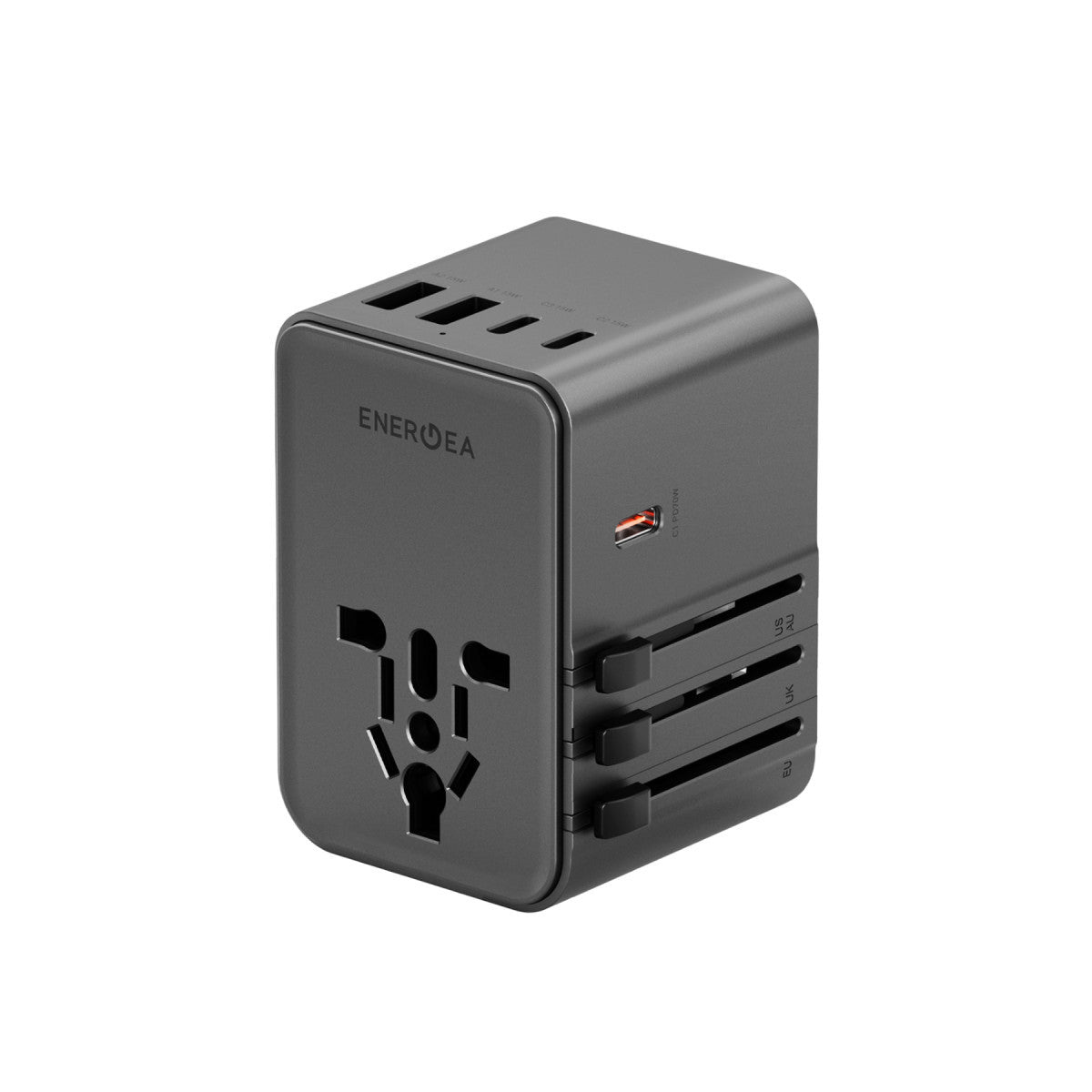 Energea TravelWorld Universal GaN70 1 Adet 70W Type C 2 Adet 15W Type C ve 2 Adet 15W USB Çıkışlı PD Hızlı Şarj Aleti