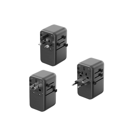 Energea TravelWorld Universal GaN85 3 Adet 70W Type-C 1 Adet 70W 80 CM Dahili Type-C Kablolu ve 1 Adet 60W USB 3.0 Çıkışlı PD Hızlı Şarj Aleti