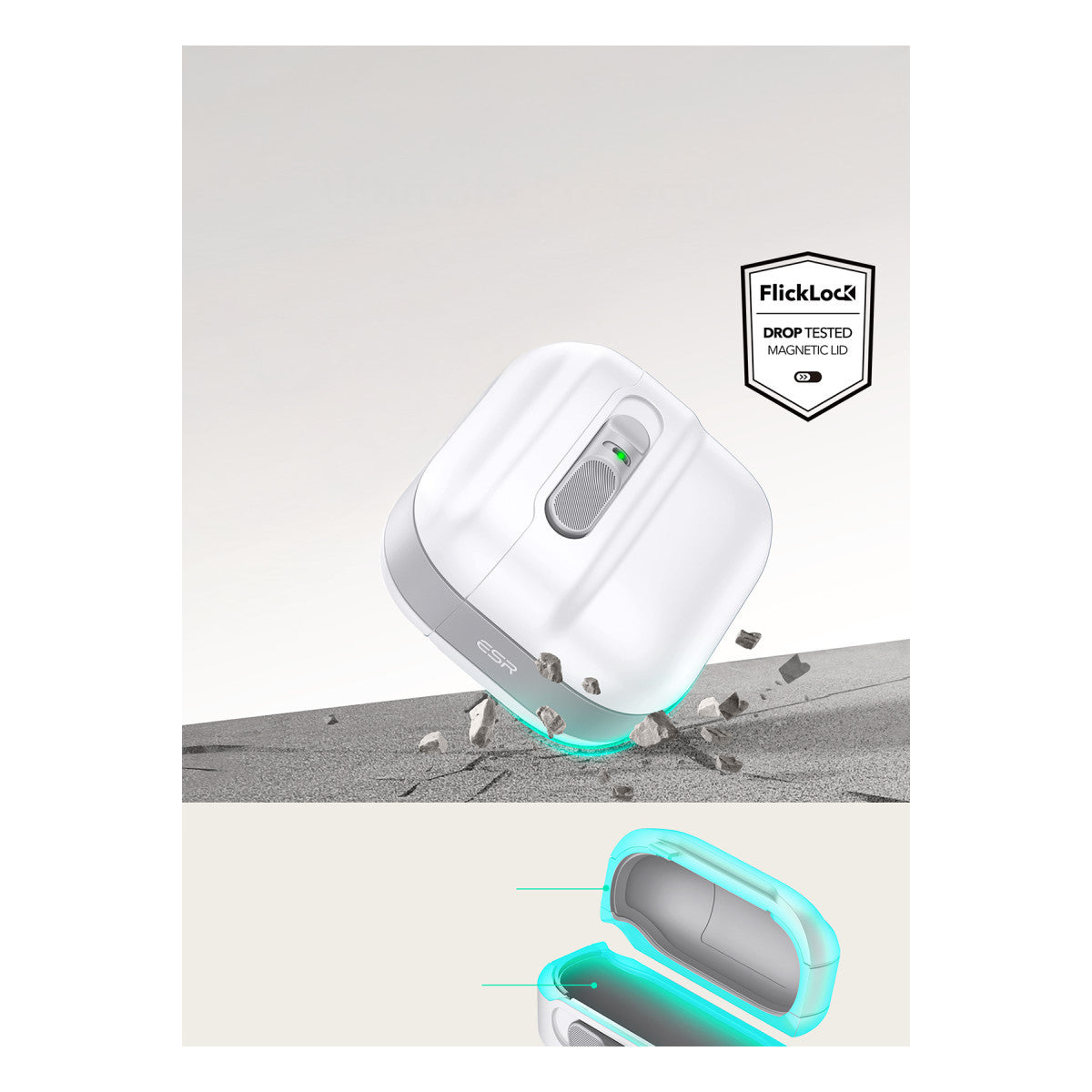 ESR Apple Airpods 4 (4.nesil) Pulse FlickLock Magsafe Şarj Destekli Kilitli Kılıf