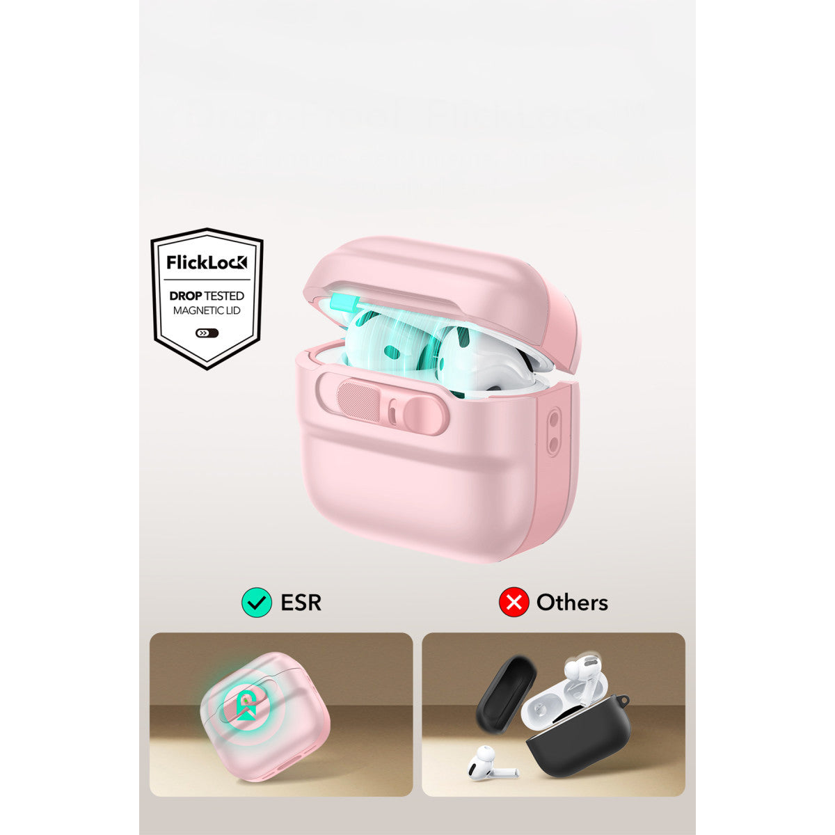ESR Apple Airpods 4 (4.nesil) Pulse FlickLock Magsafe Şarj Destekli Kilitli Kılıf