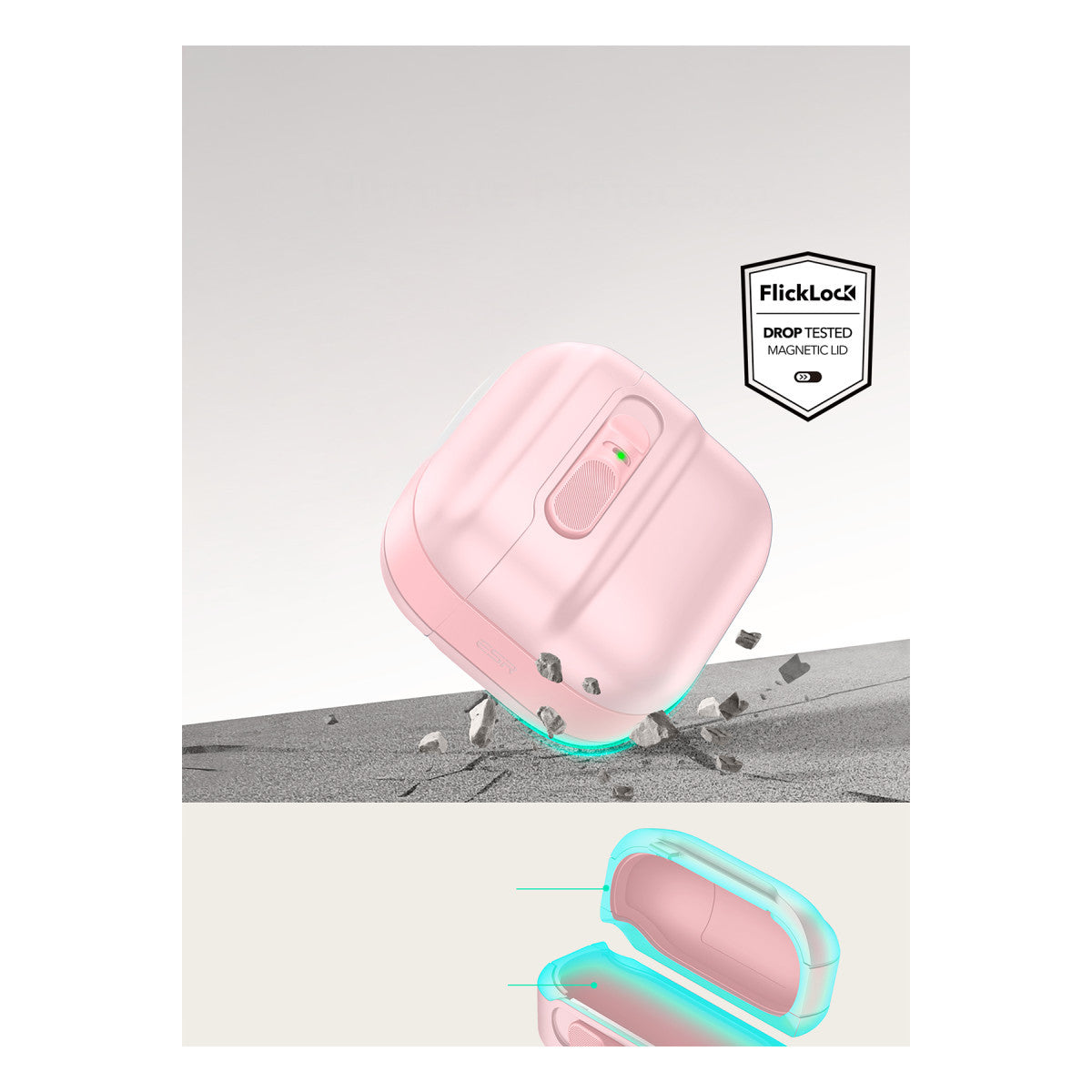 ESR Apple Airpods 4 (4.nesil) Pulse FlickLock Magsafe Şarj Destekli Kilitli Kılıf