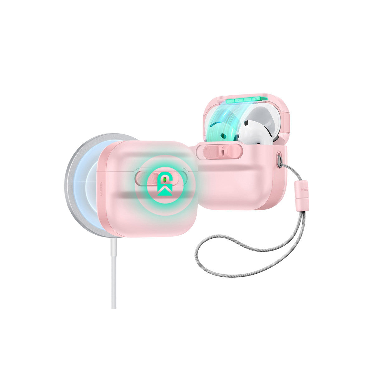 ESR Apple Airpods 4 (4.nesil) Pulse FlickLock Magsafe Şarj Destekli Kilitli Kılıf