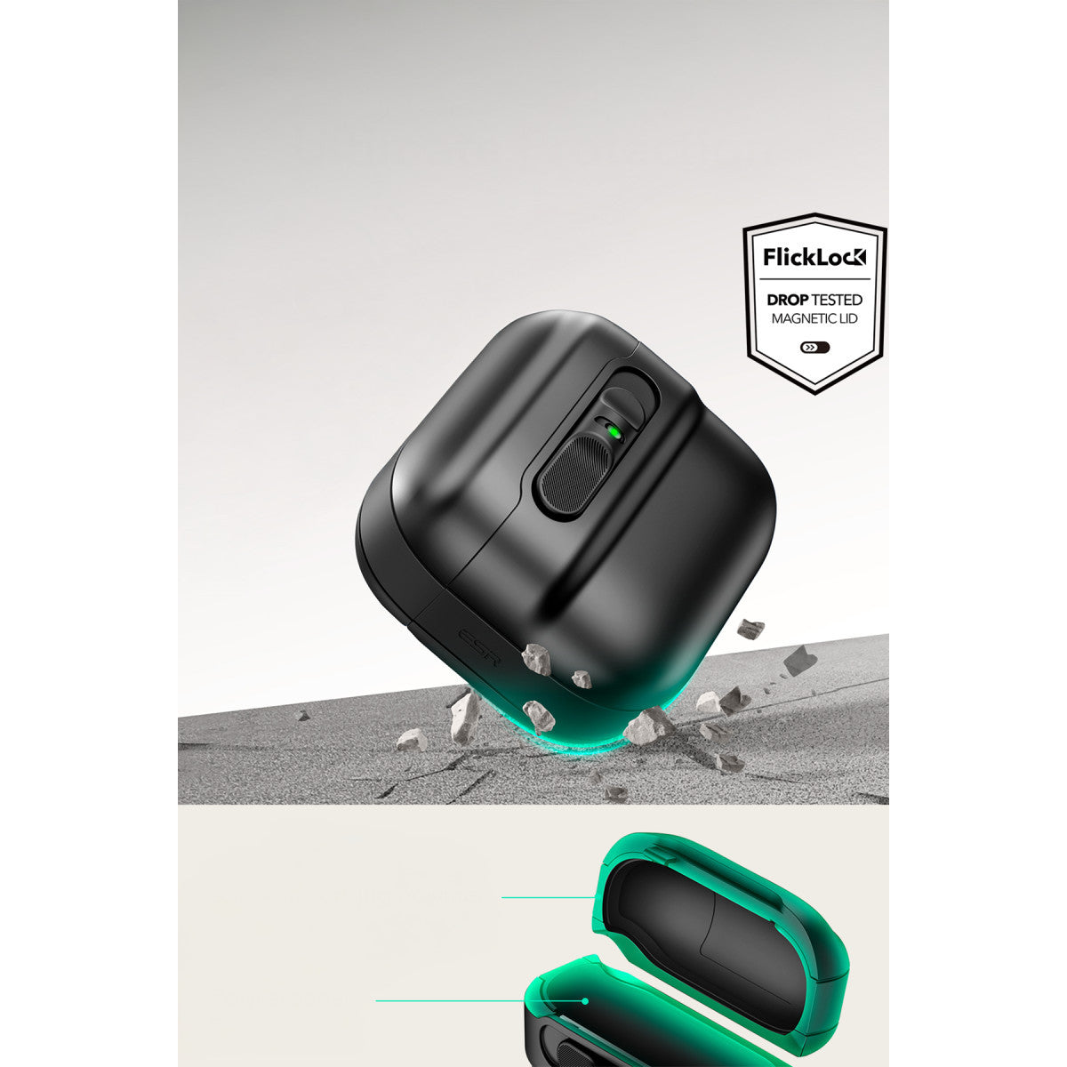 ESR Apple Airpods 4 (4.nesil) Pulse FlickLock Magsafe Şarj Destekli Kilitli Kılıf