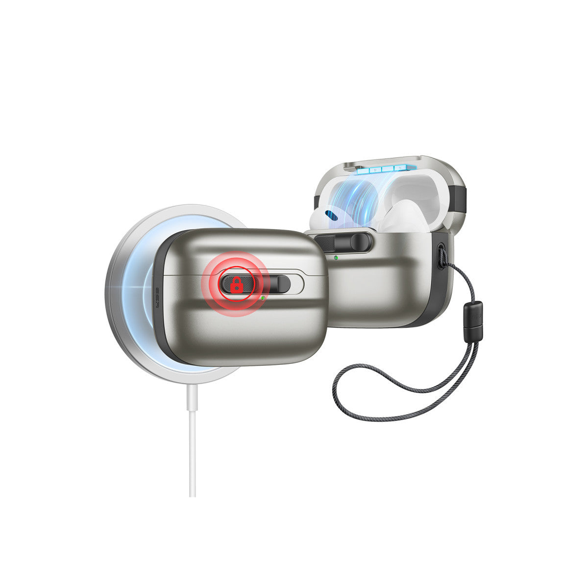 ESR Apple Airpods Pro 2 (2.Nesil) Pulse Magsafe Şarj Destekli Kilitli Kılıf