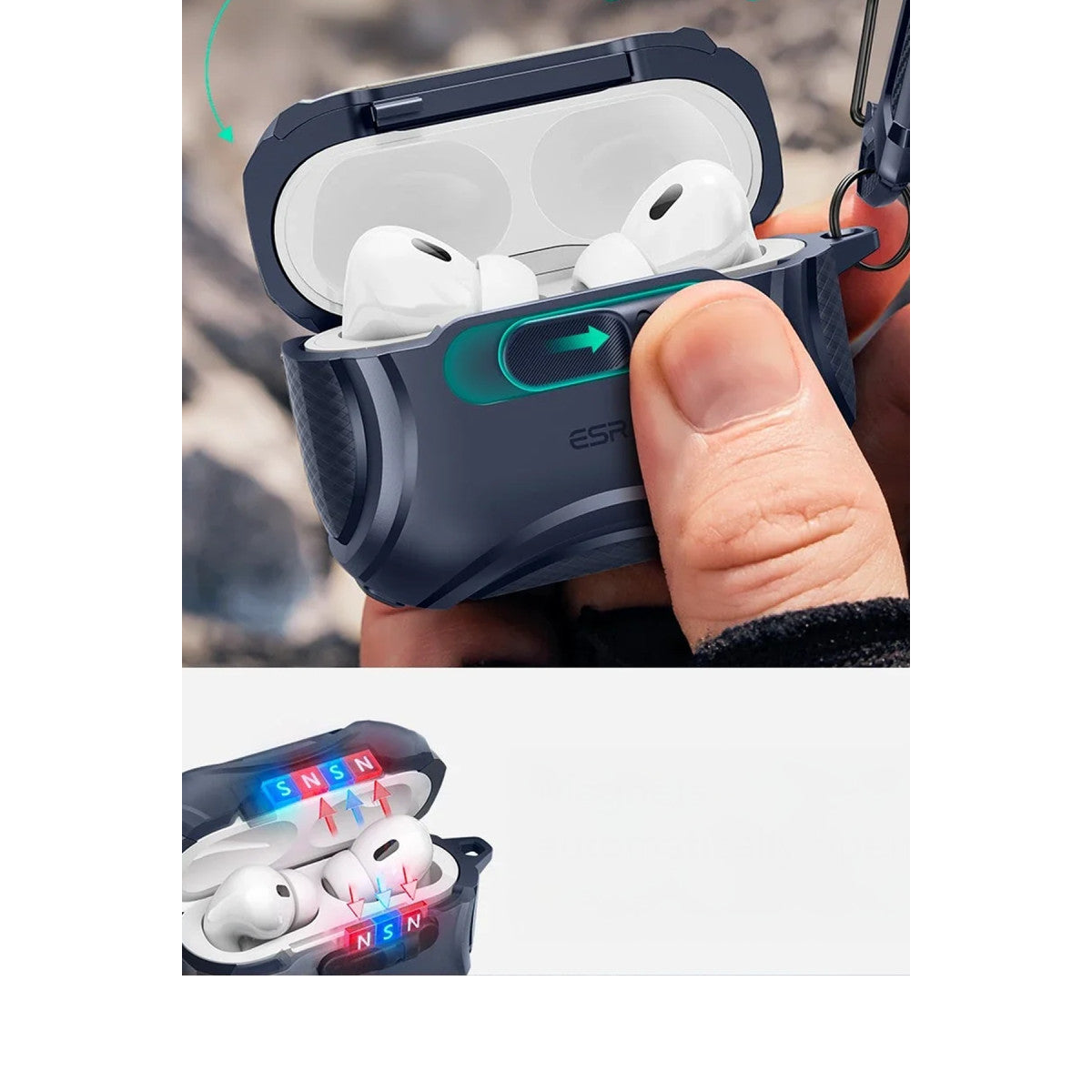 ESR Apple Airpods Pro 3 (3.nesil) Cyber FlickLock Magsafe Şarj Destekli Kilitli Kılıf