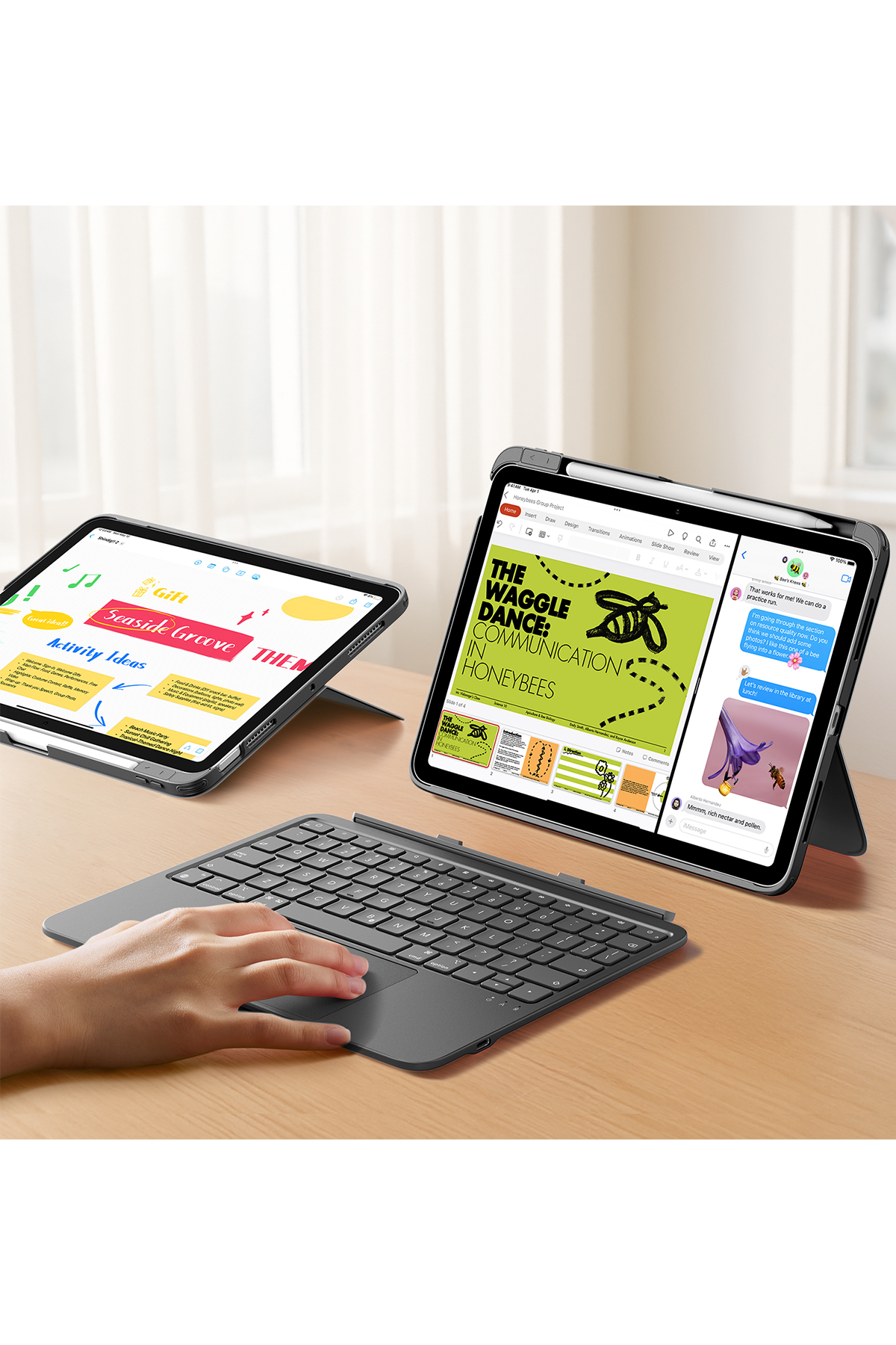 ESR Apple iPad Air 11 (2024) Flex Klavyeli Tablet Kılıfı - Gri