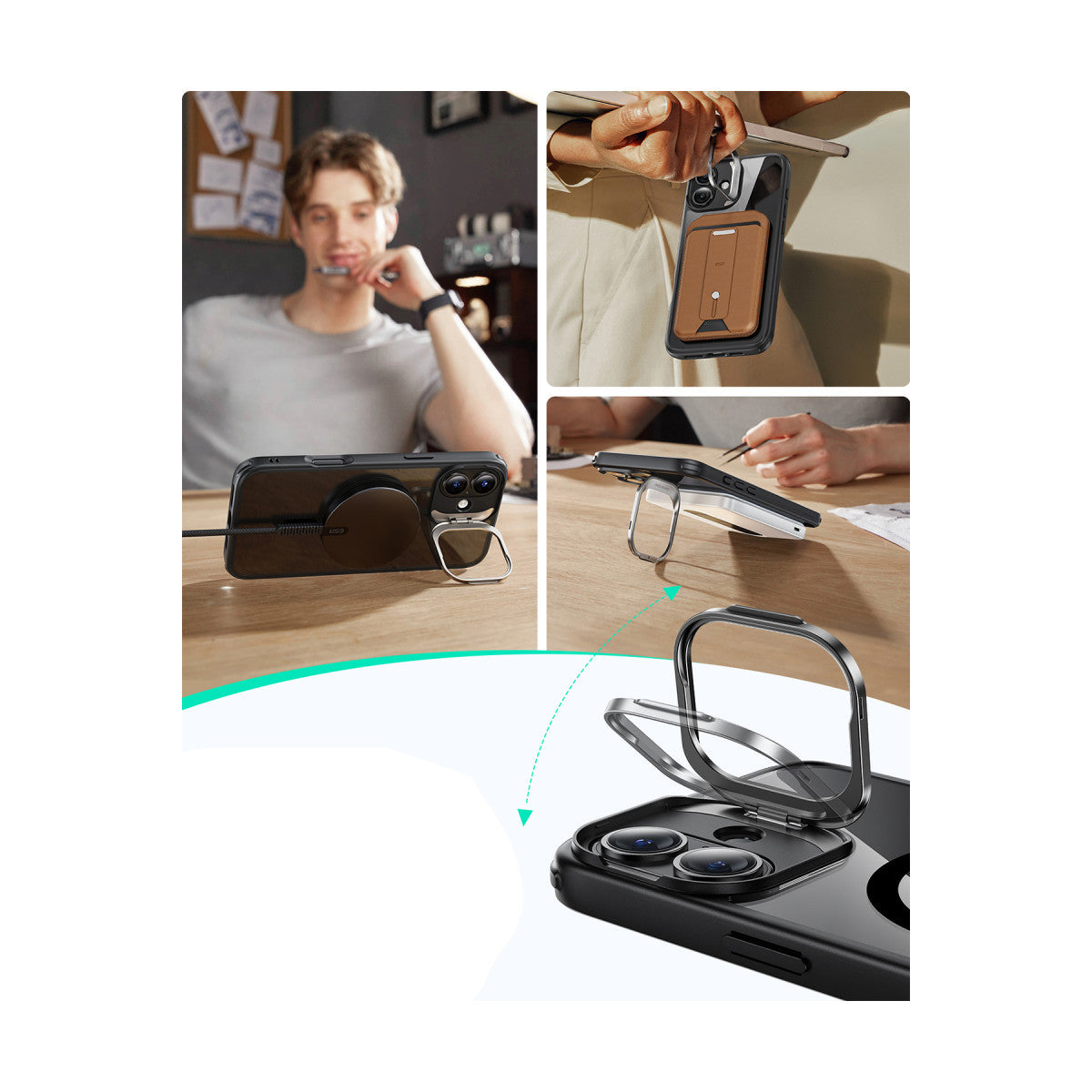 ESR Apple iPhone 16 Classic Hybrid Magsafe Standlı Kapak + Cam Hediyeli Set