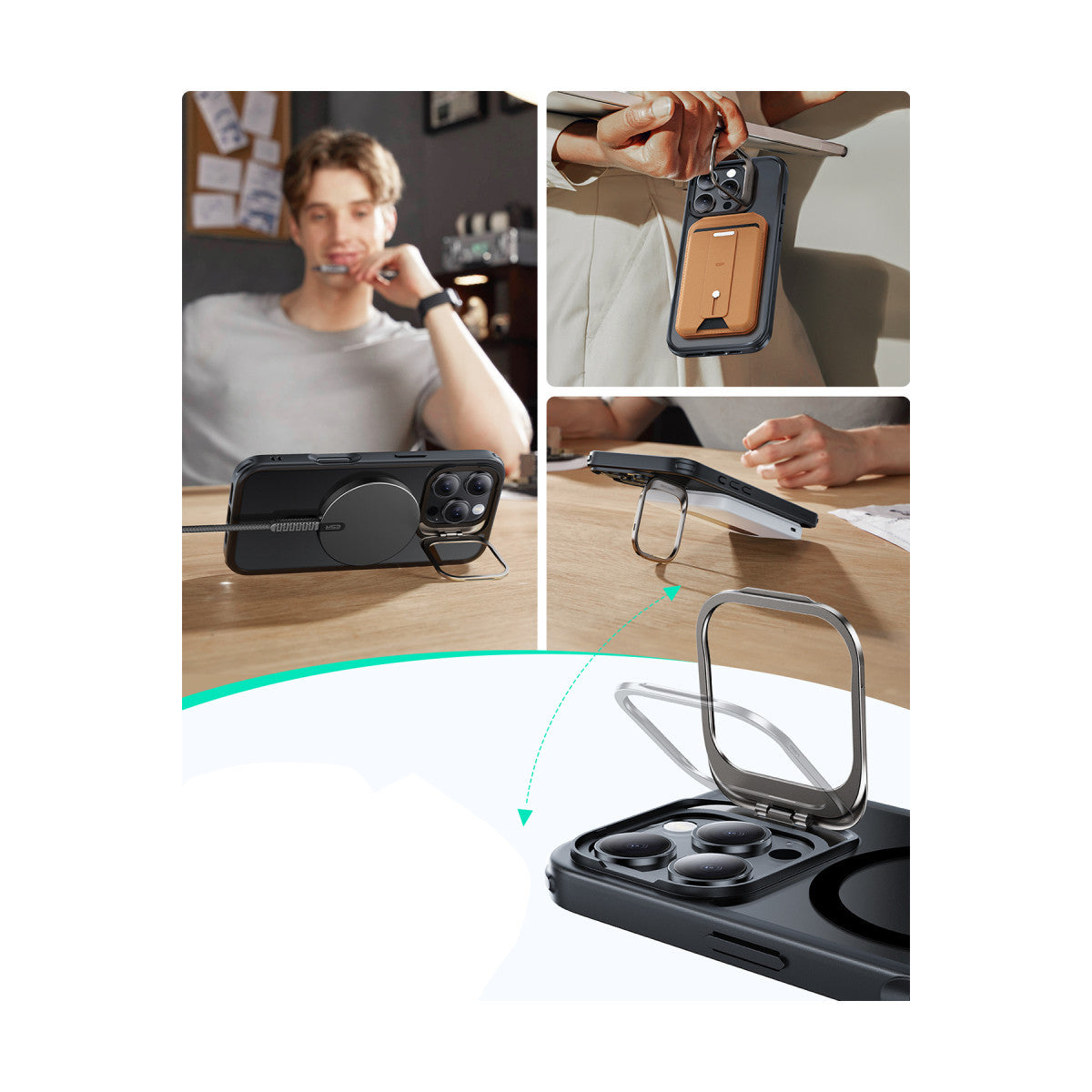 ESR Apple iPhone 16 Pro Classic Hybrid Magsafe Standlı Kapak + Cam Hediyeli Set