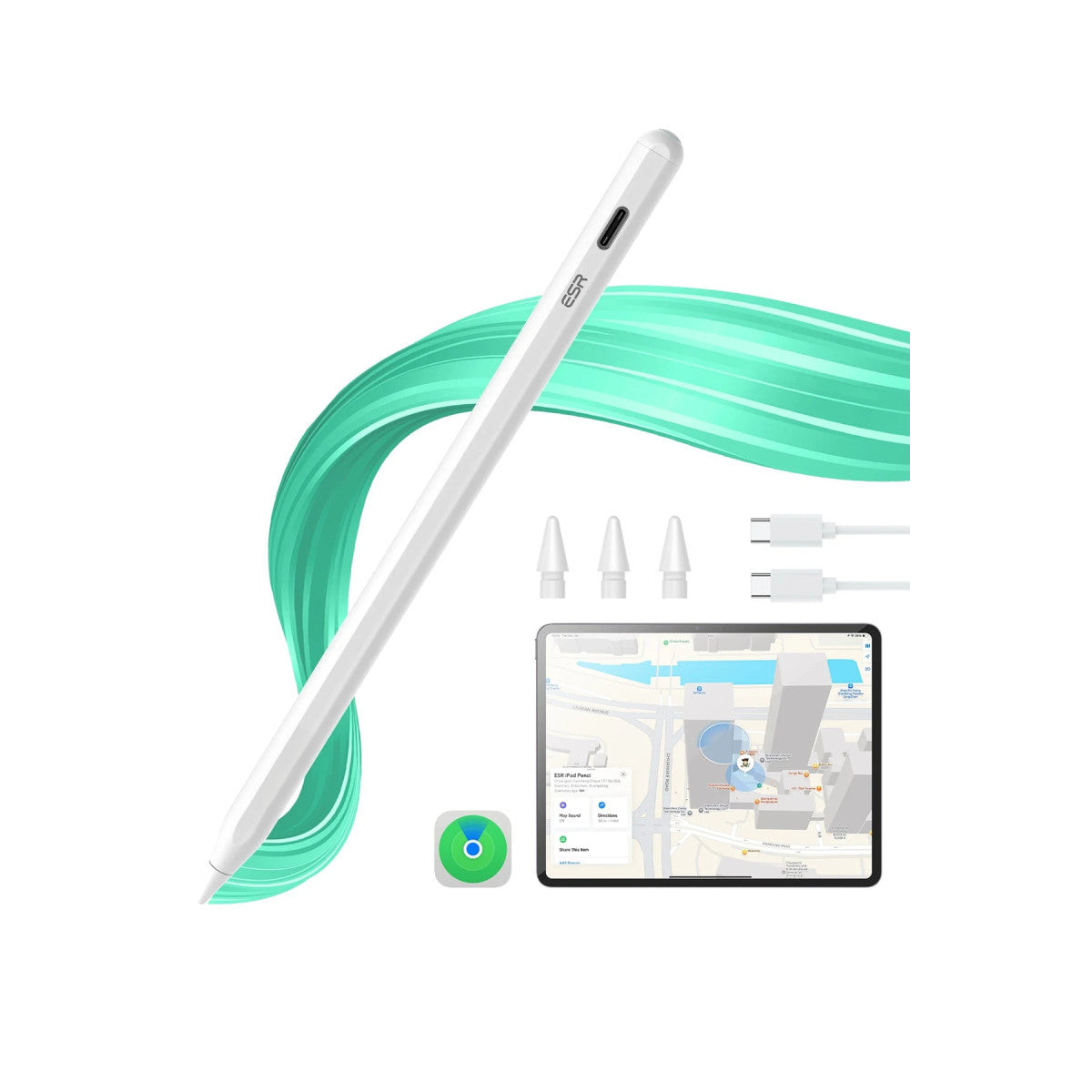 ESR Geo iPad için Apple Find My Özellikli Dijital Dokunmatik Kalem