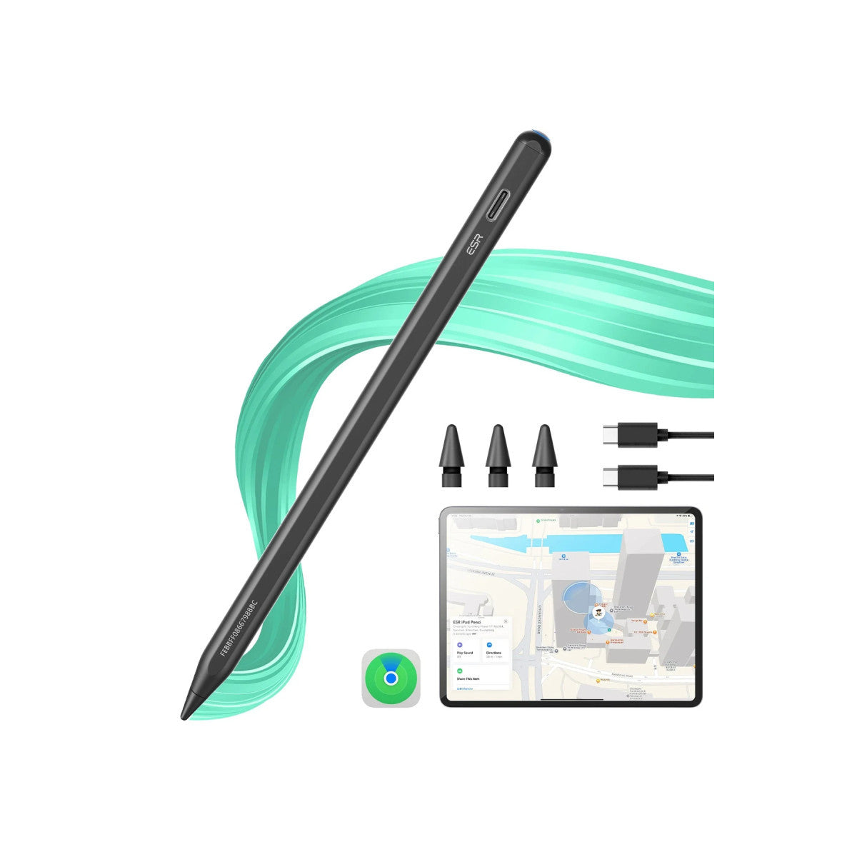 ESR Geo iPad için Apple Find My Özellikli Dijital Dokunmatik Kalem
