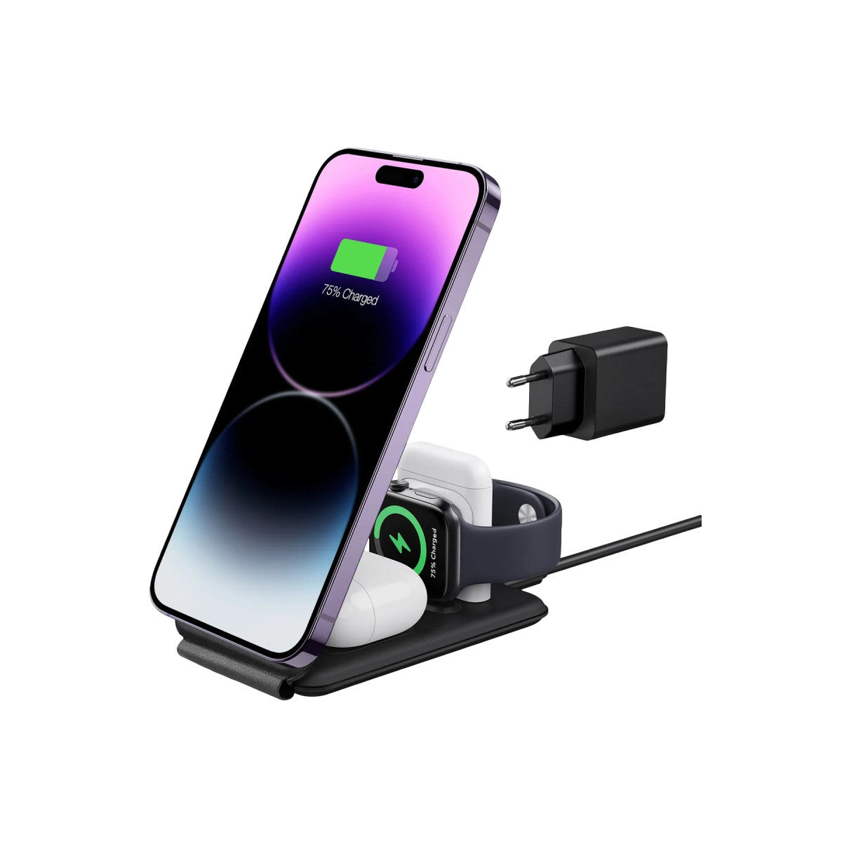 ESR HaloLock 3in1 20W PD Type-C Çıkışlı ve Saat ile Airpods İçin Kablosuz Şarj Destekli Şarj Seti