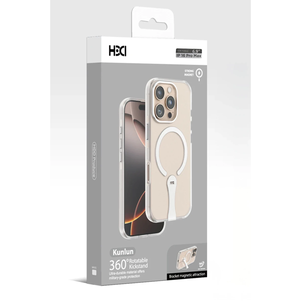 HDD Apple iPhone 16 Pro HBC-354 Kunlun Standlı Magsafe Kapak - Siyah