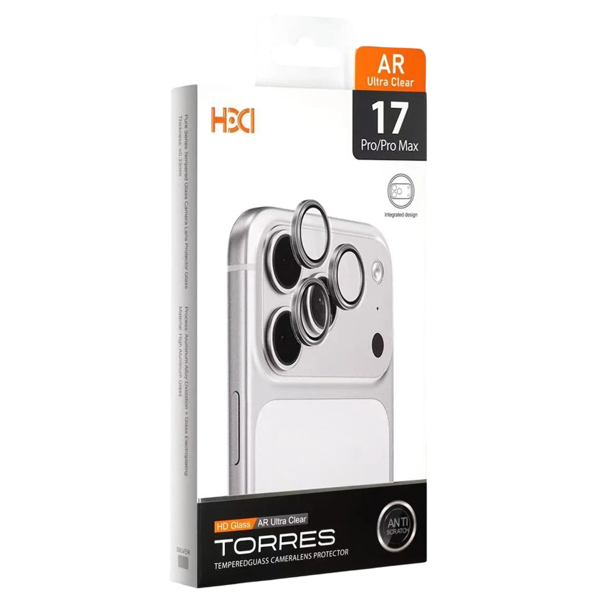 HDD Apple iPhone 17 Pro Max Torres Kamera Lens Koruyucu - Gümüş