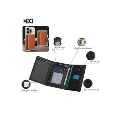 HDD HS-013 Stant Özellikli Magsafe Kartlık - Çöl Titanyum