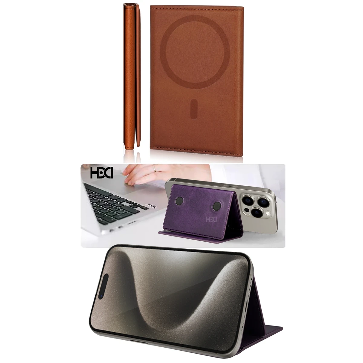 HDD HS-013 Stant Özellikli Magsafe Kartlık - Çöl Titanyum